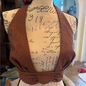 Tic toc halter top faux leather med nwt! Zipper in back ties around neck!